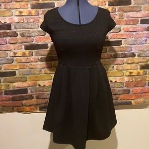 Sparkly Little Black Casual Skater Teen Dress Pageant Gala Fun Flirty Simple